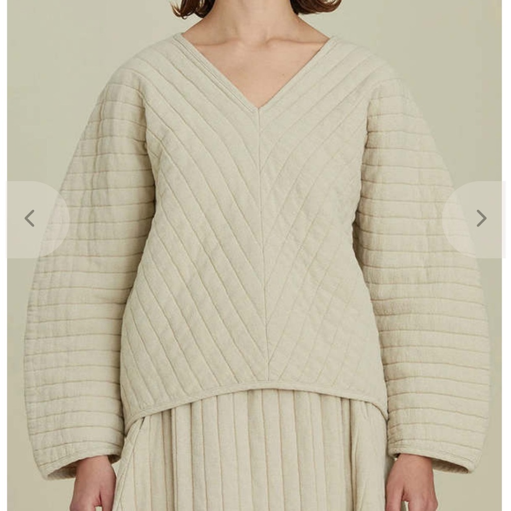 Black Crane Quilted Cream Top